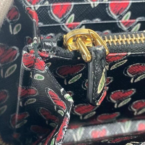 PRADA 1ML506 logo Heart Bicolor Long wallet Zip Around Long Wallet - Picture 9 of 15